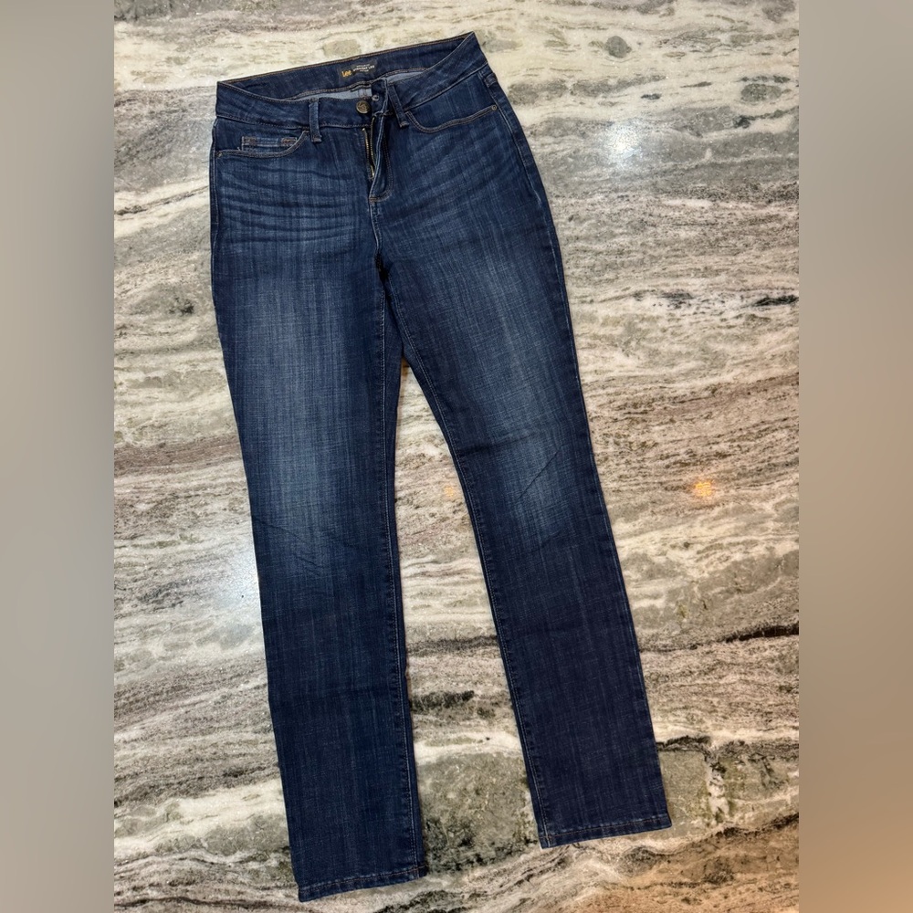 Lee Dark Blue Straight Leg Jeans Mid-Rise